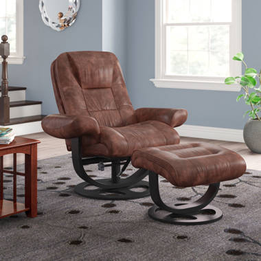 Leather glider recliner with ottoman outlet